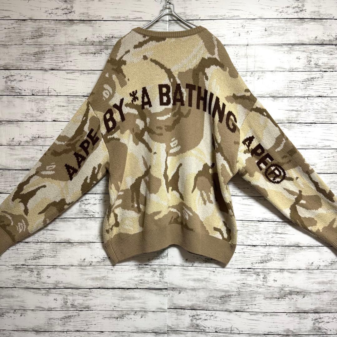 美品　希少　エーエイプ　カモフラ　ニット　セーター　バックロゴ　XLサイズ