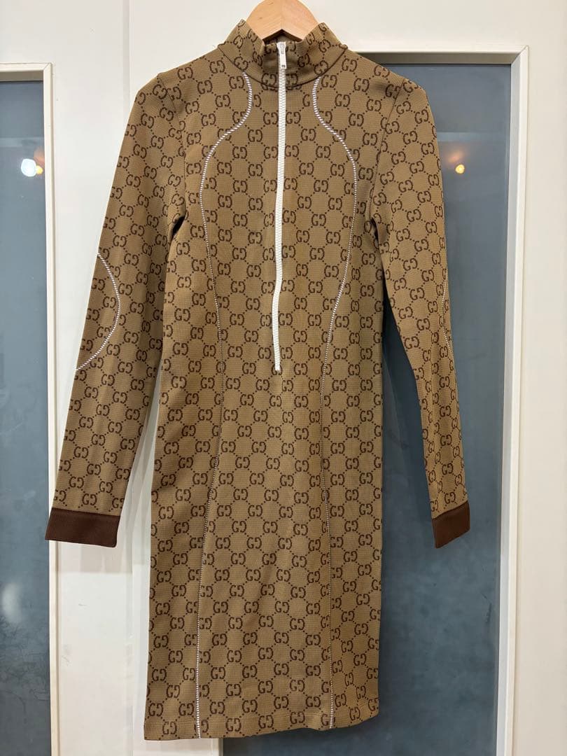 K*S様 【新品】Gucci グッチ GGパターン長袖ミニワンピース　タイトワン