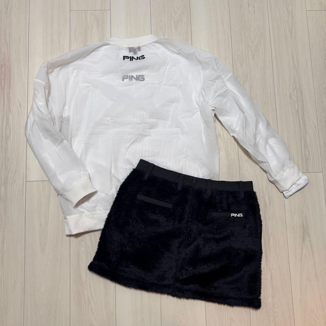 ピン 3点セット セットアップ ブルゾン インナー スカート 秋冬 ゴルフウェア