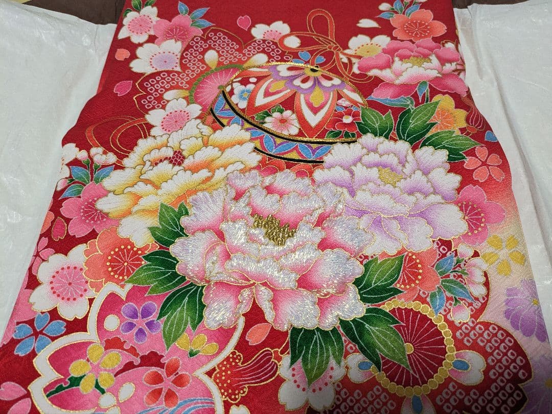 産着 お宮参り 着物 初着 女の子 赤　お宮参り