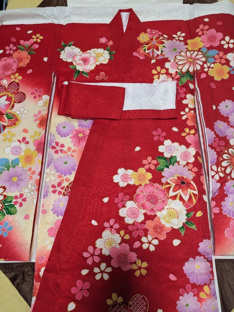 産着 お宮参り 着物 初着 女の子 赤　お宮参り