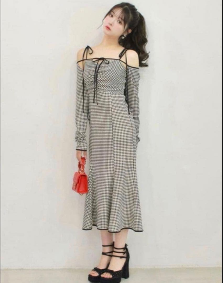 エムミーエメ mmeeme ギンガムチェック アンサンブル ロング ワンピース