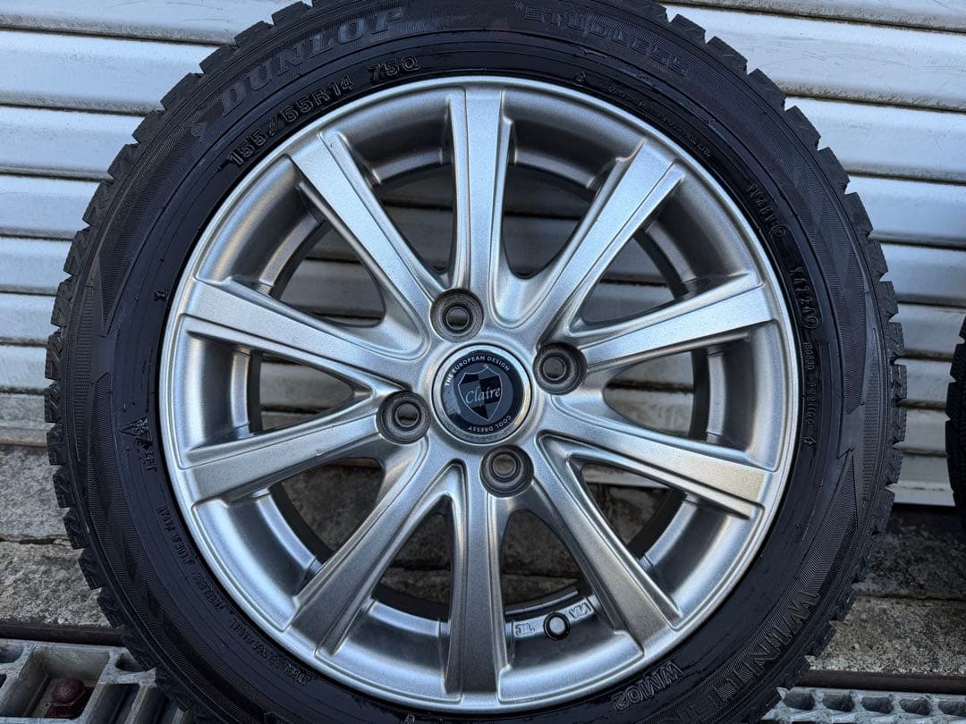 ダンロップ 冬用タイヤ 155/65R14 ×4本 アルミホイール中古