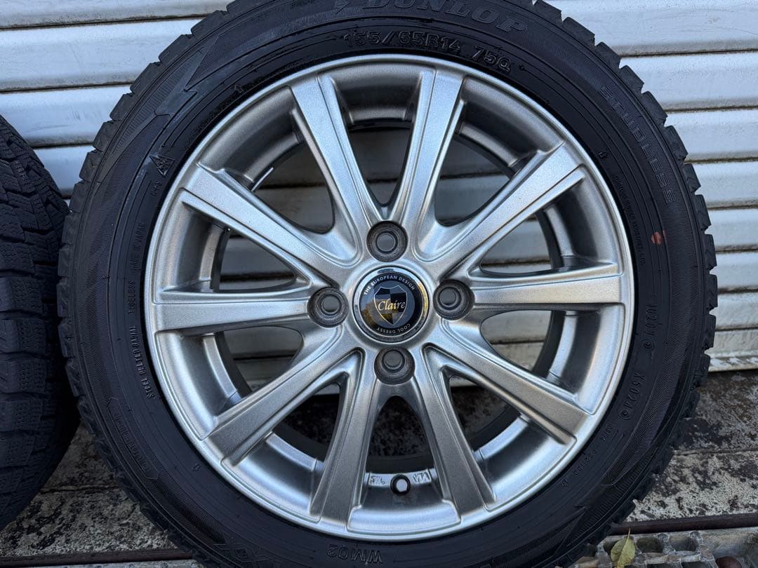 ダンロップ 冬用タイヤ 155/65R14 ×4本 アルミホイール中古