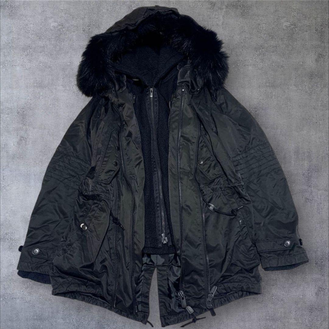 ブラックバレットバイニールバレット モッズコート ジャケット フリースインナー