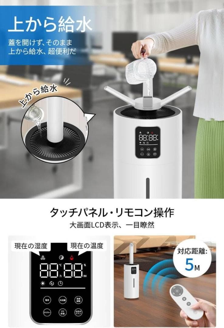 加湿器 大容量 業務用 【28L大容量&ECO湿度設定&マイナスイオン】 家庭用