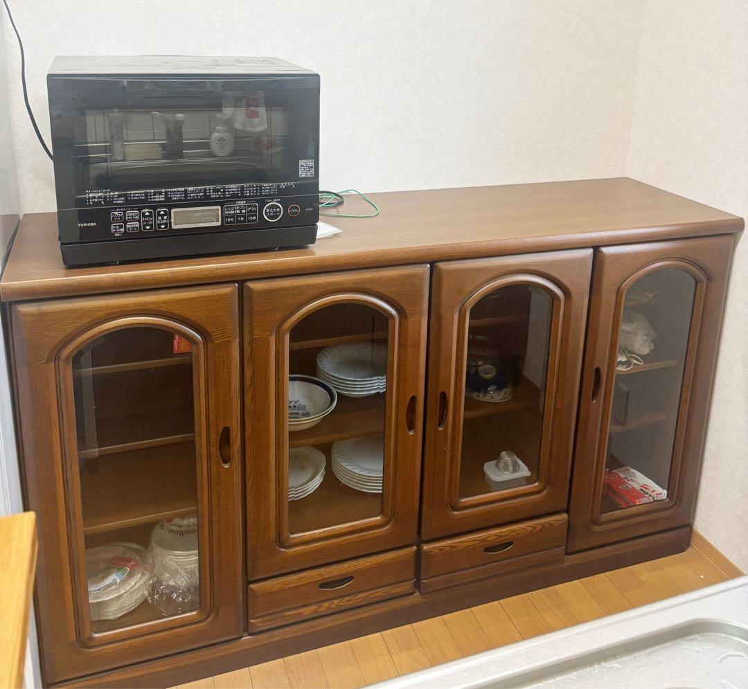 木製キッチンボード　食器戸棚　キャビネット