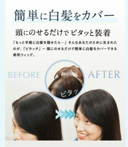 ピタッチ　部分ウィッグ　ナチュラルブラック　ミディアム