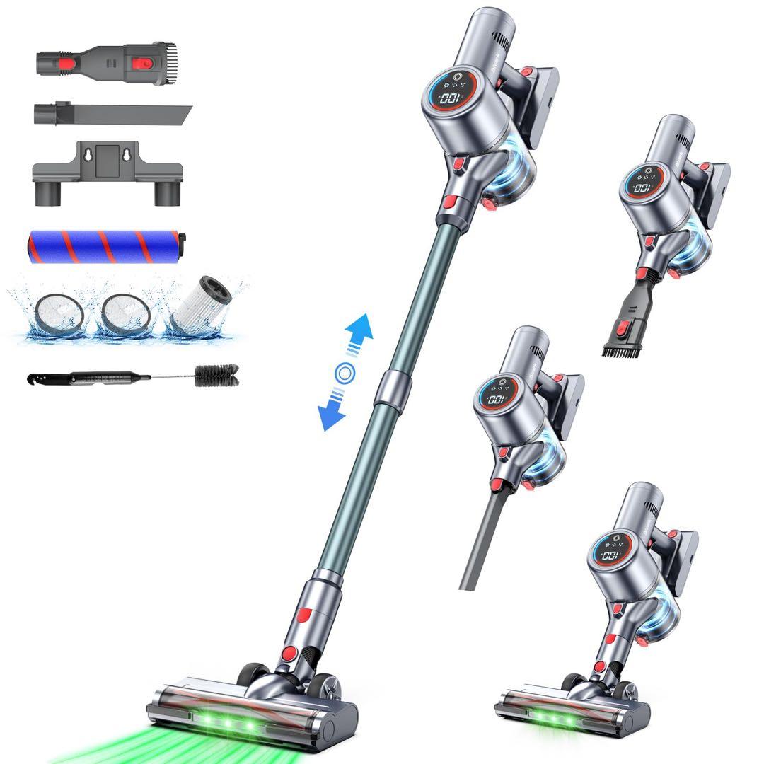 コードレス掃除機 スティッククリーナー ライト付 50Kpa強力吸引 自立式