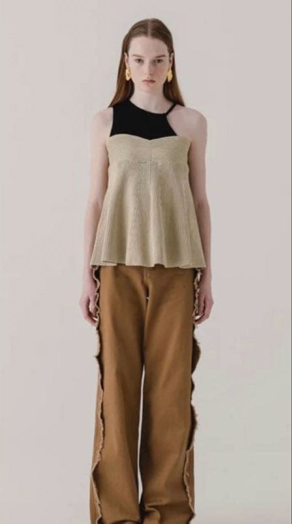 トップス eaphi RIB KNIT BUSTIER beige