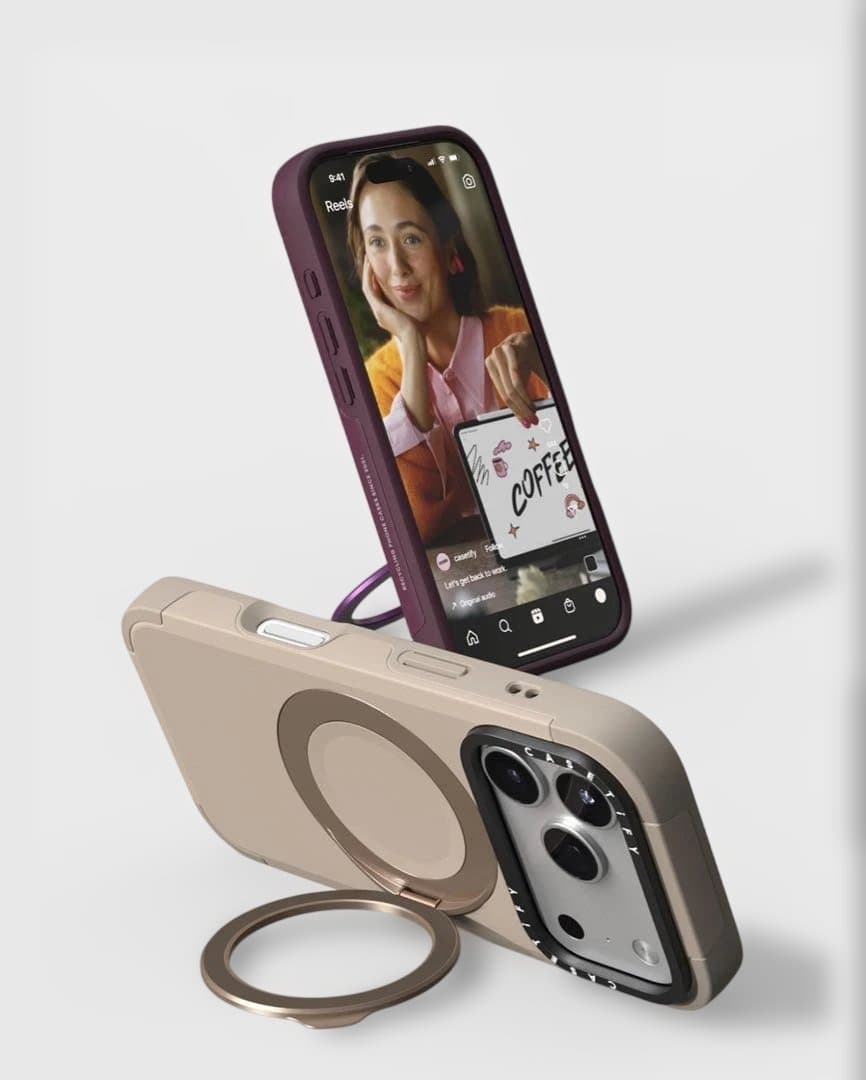 CASETiFY iPhone17フォースリングスタンドケース - マルベリー