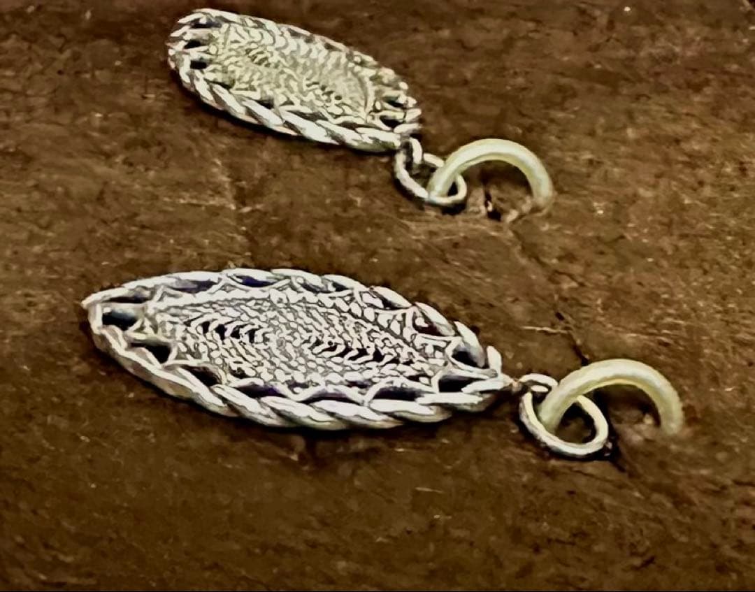 agete シルバー SV K10 ピアスチャーム レース模様 リーフ