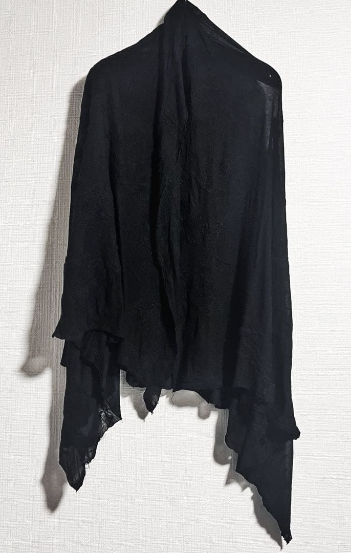 JULIUS 超希少 14FW 総柄模様 シルク混大判ストール ユリウス 黒