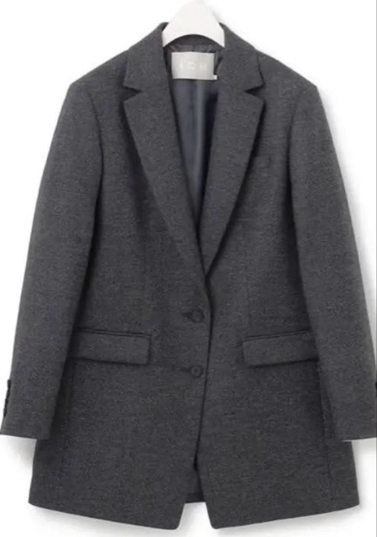 ICB L シックツイード テーラードジャケット ロングジャケット
