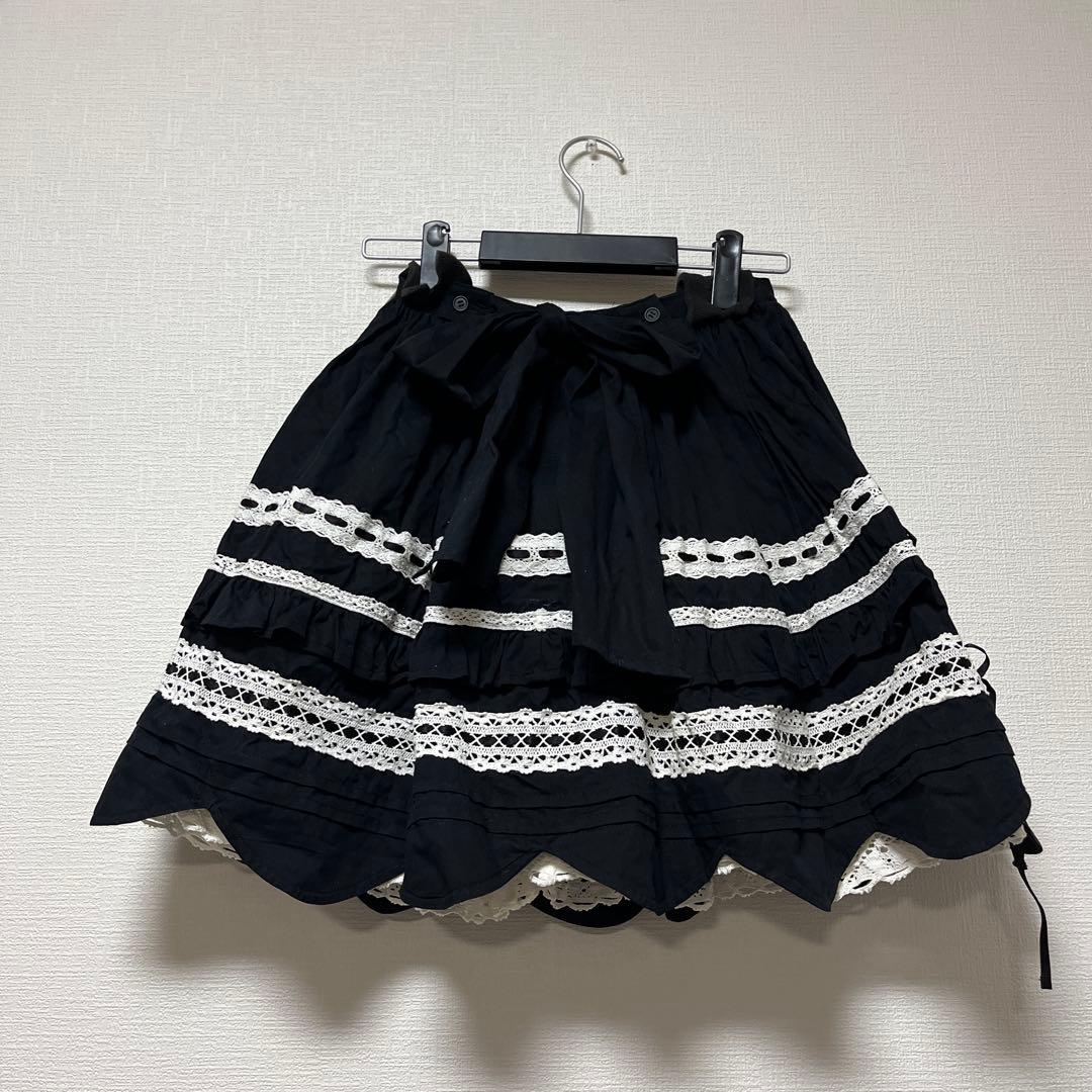 懐古ロリィタ baby スカラップスカート ブラック