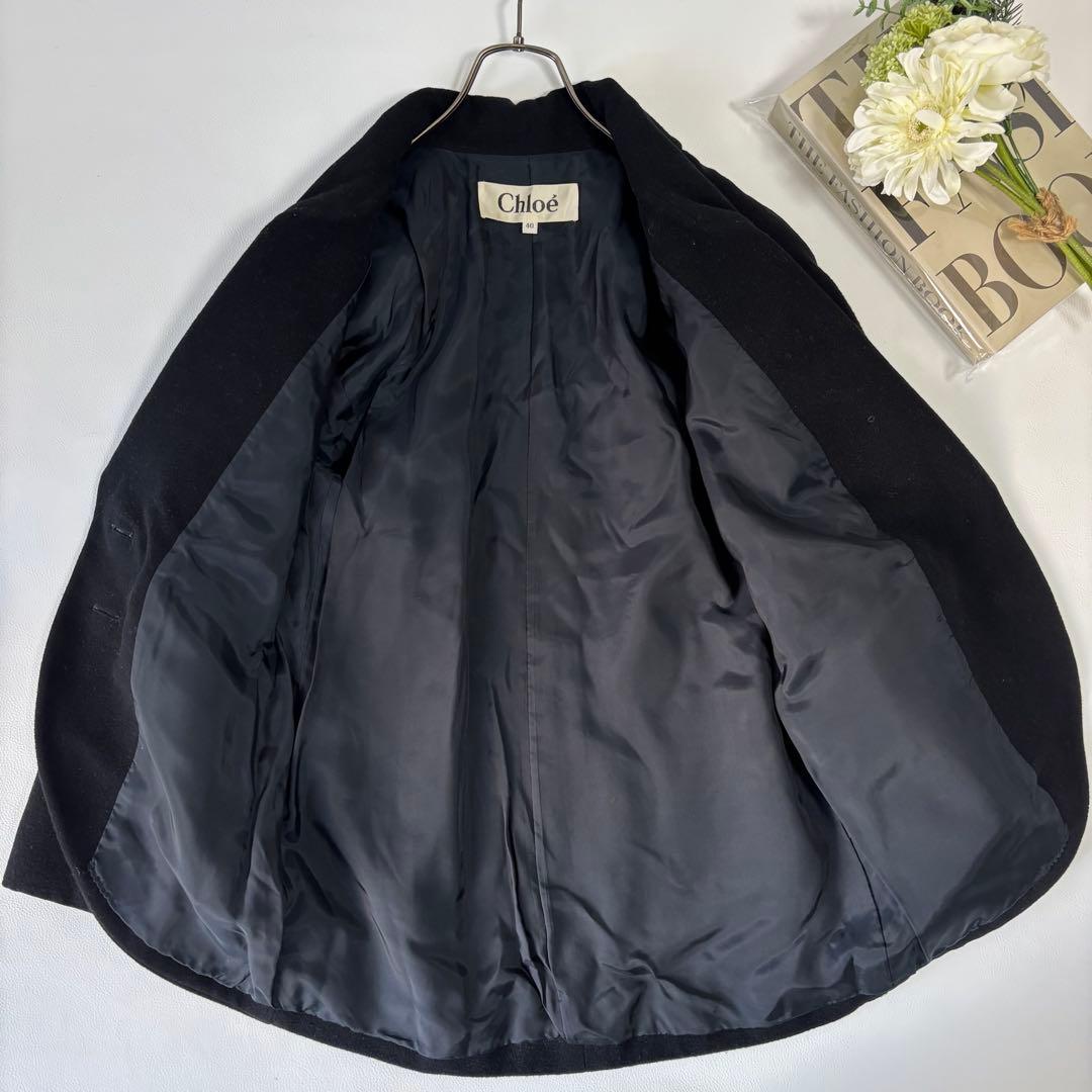 【希少デザイン】クロエ ウールコート ピーコート ジャケット ブラック 40