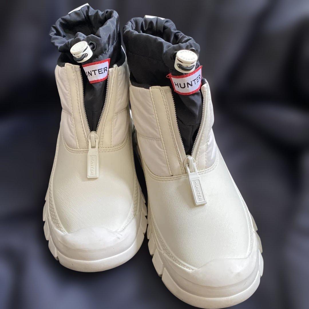 HUNTER ホワイトブーツ ジッパー付き