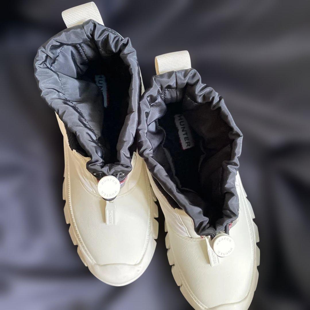 HUNTER ホワイトブーツ ジッパー付き