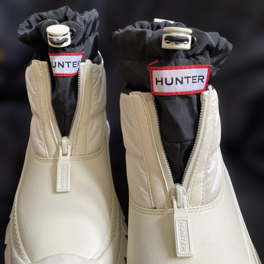 HUNTER ホワイトブーツ ジッパー付き