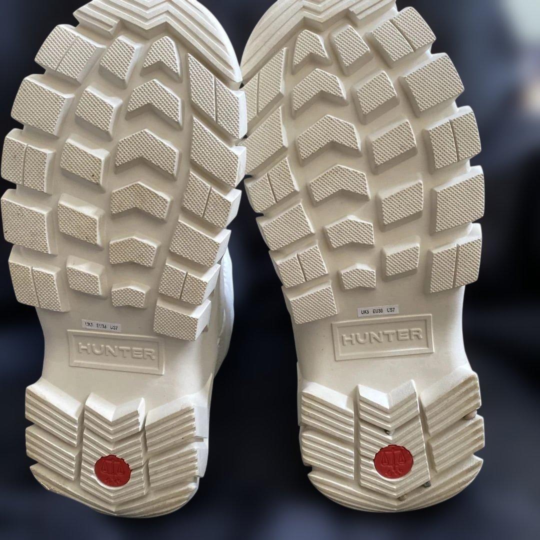 HUNTER ホワイトブーツ ジッパー付き