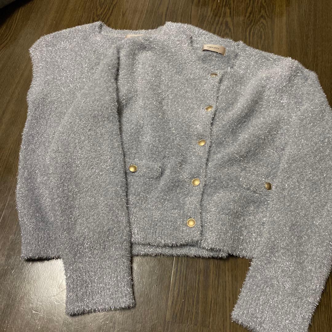 新品未使用　ジャスグリッティー　ラメニットアンサンブル　グレー2