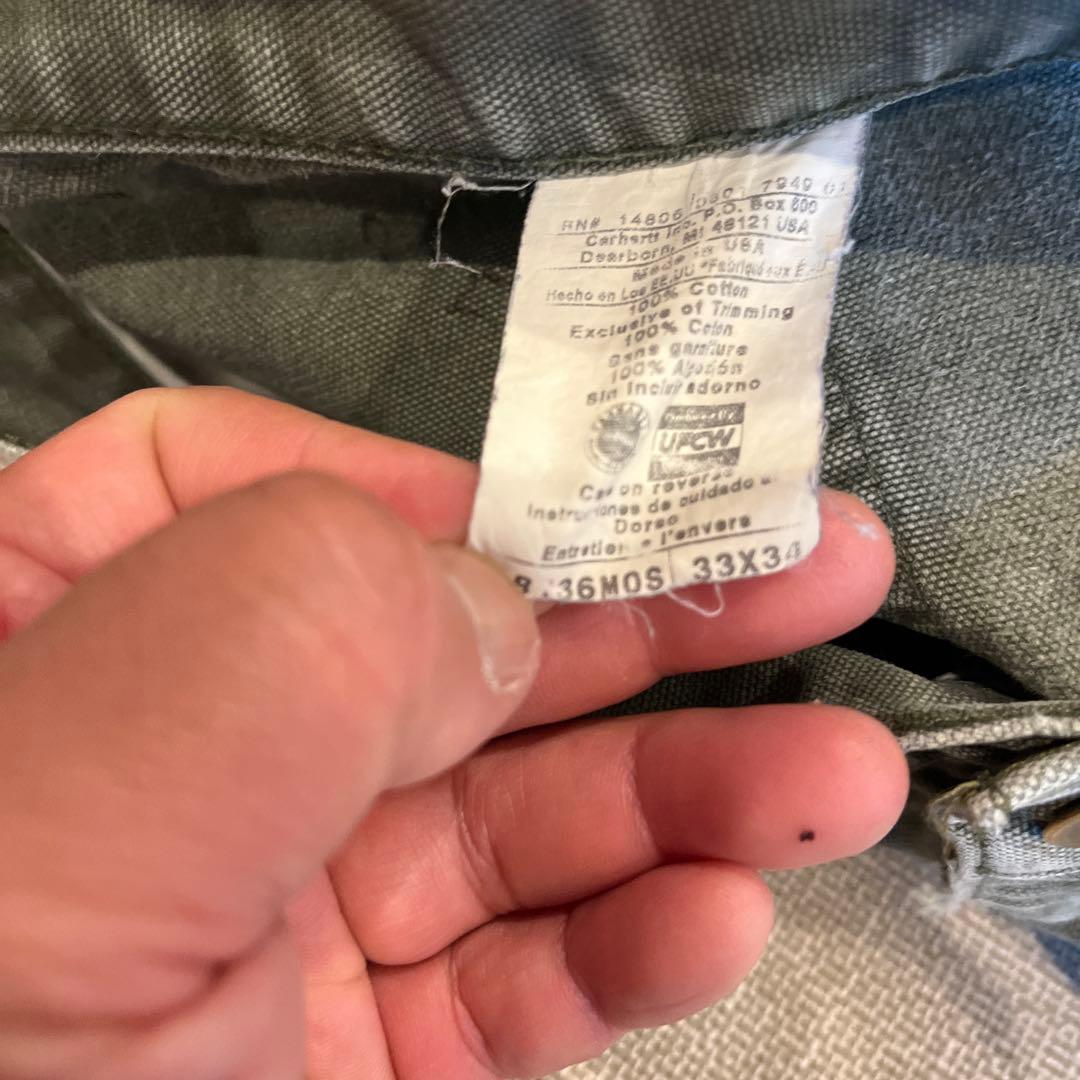 Carharttダブルニー B136 MOS W33L34　人気のモスグリーン