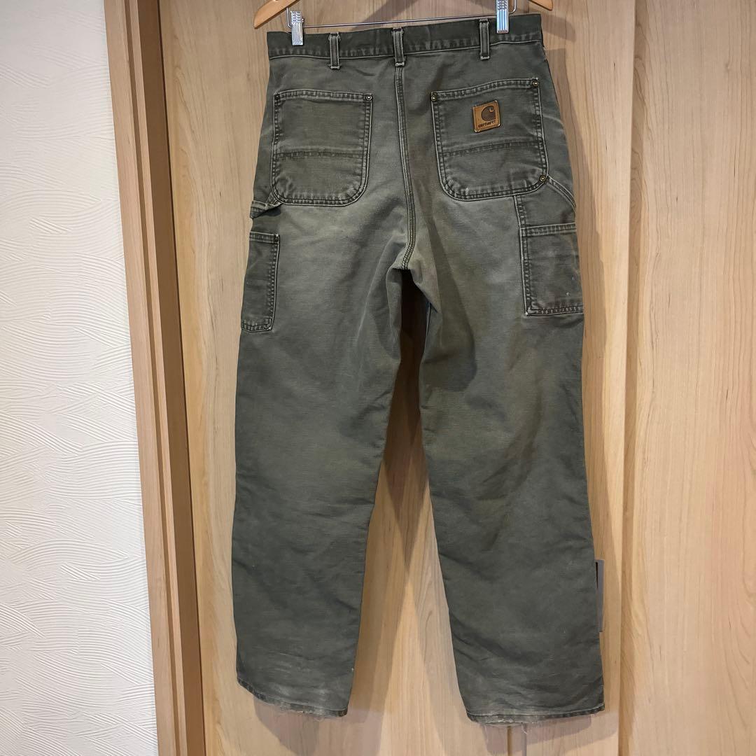 Carharttダブルニー B136 MOS W33L34　人気のモスグリーン