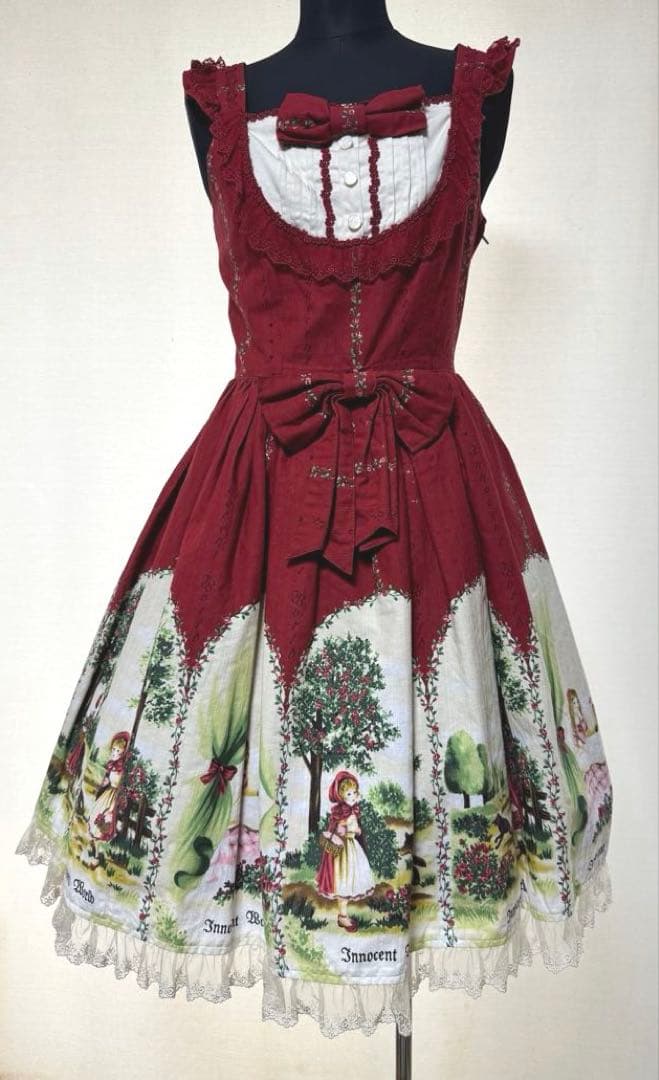 Innocent World♥︎赤ずきん柄ヨークレースJSK＆フードケープ 赤