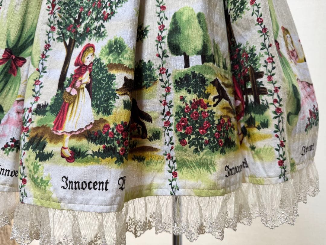 Innocent World♥︎赤ずきん柄ヨークレースJSK＆フードケープ 赤