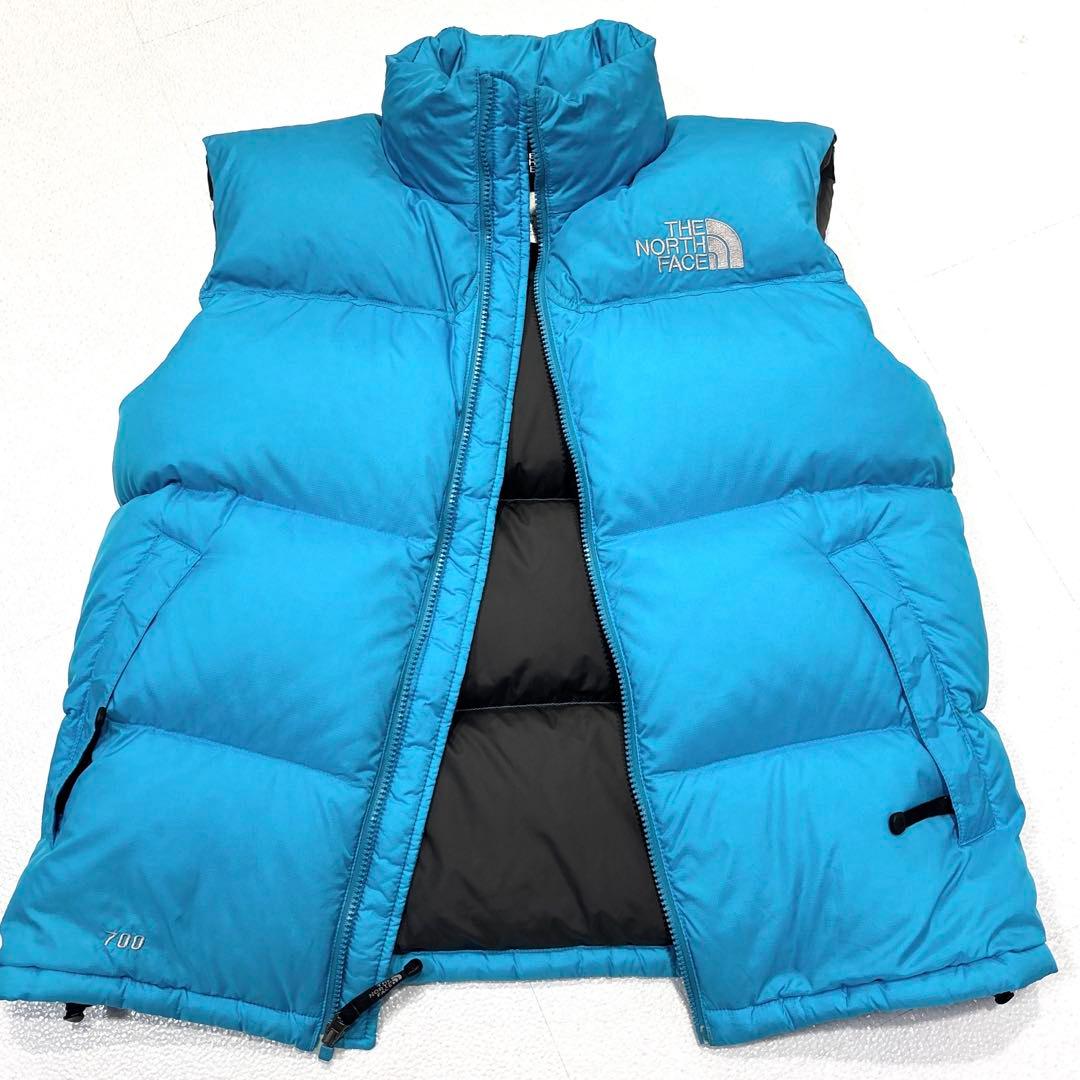 【センターロゴ/希少色】ノースフェイス　ヌプシ　ベスト　700FP　ダウン　水色