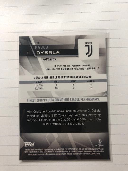 その他 2018-19Toops Finest PAULO DYBALA RED2/10
