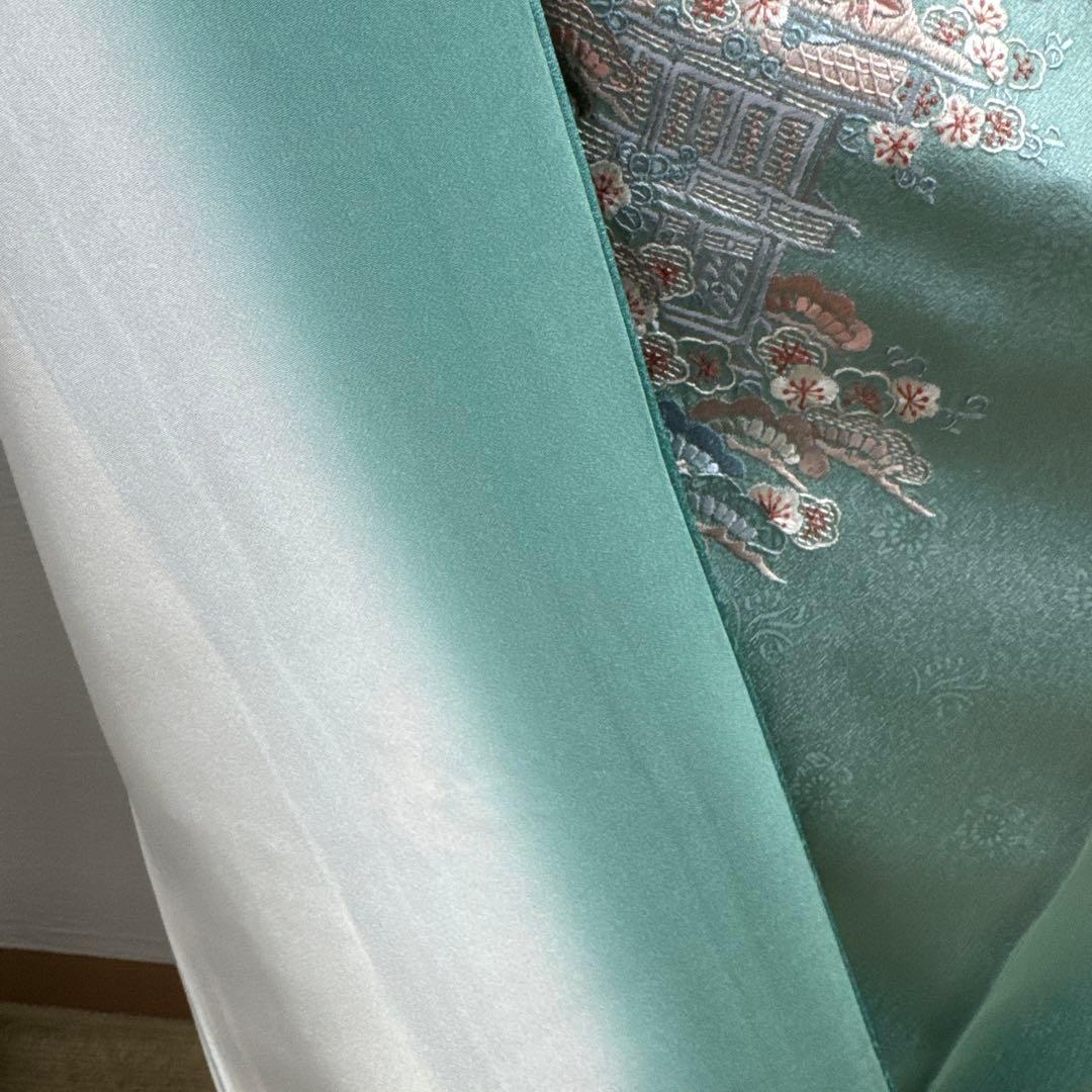 付け下げ訪問着　刺繍　美品　綸子　身丈156 ロ-6