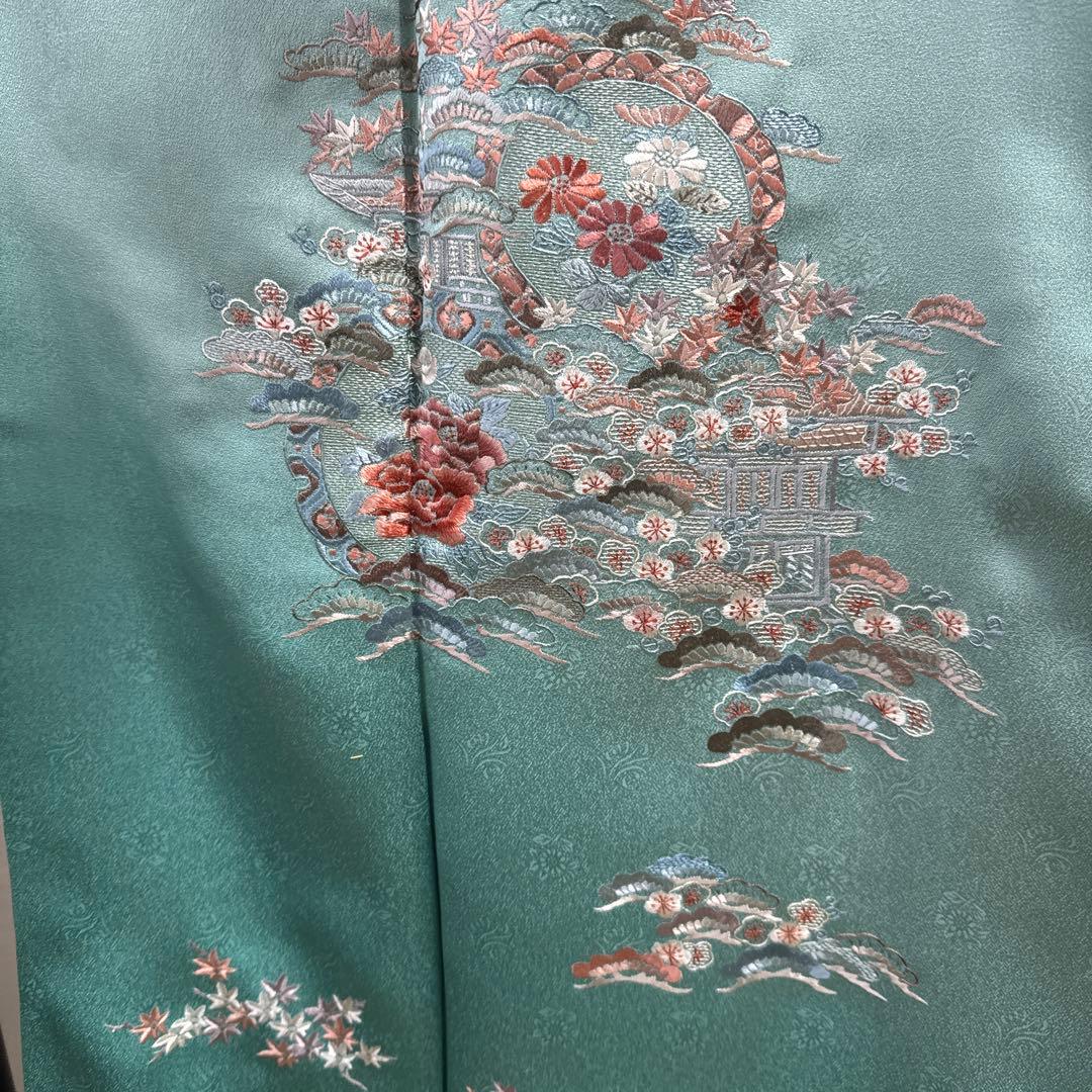 付け下げ訪問着　刺繍　美品　綸子　身丈156 ロ-6