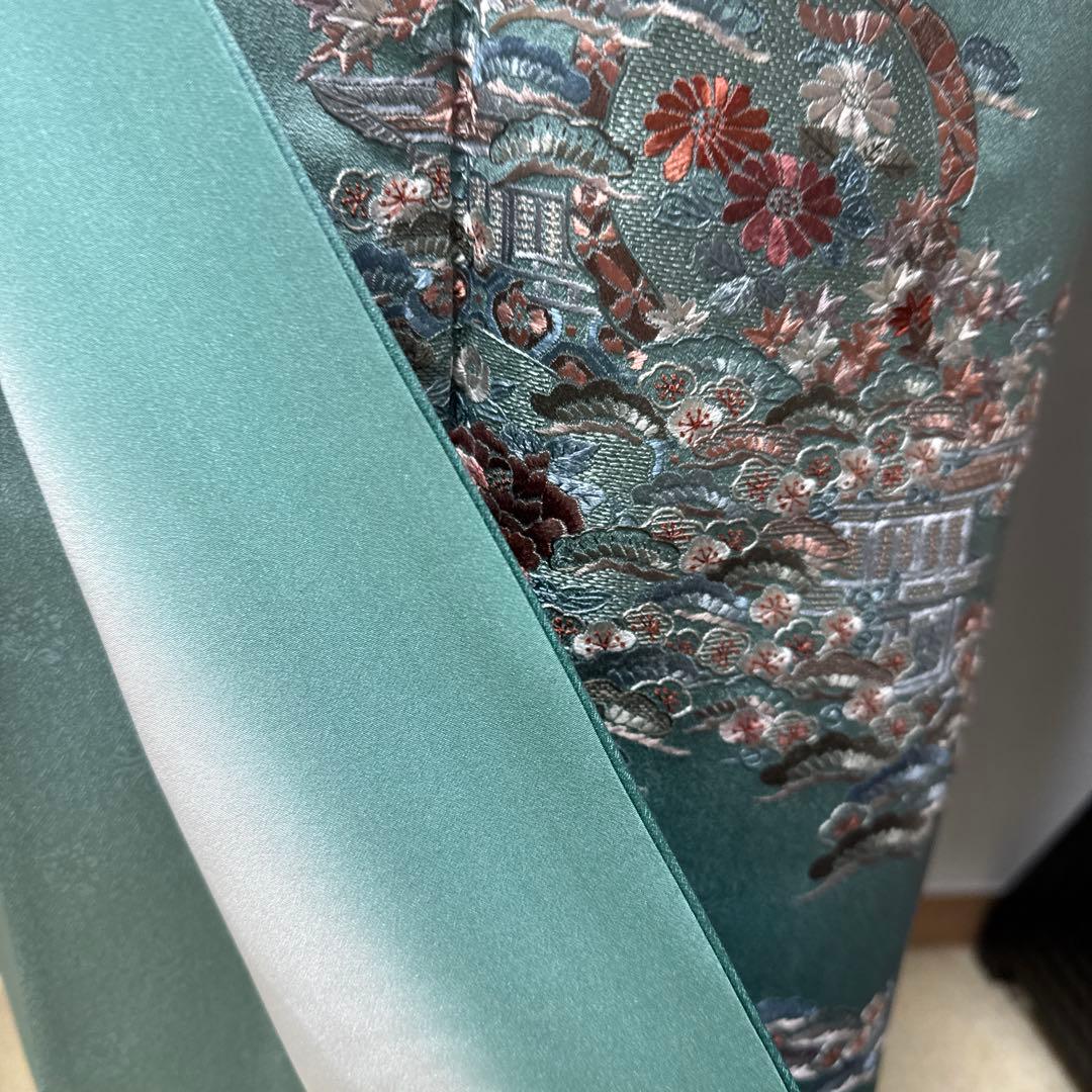 付け下げ訪問着　刺繍　美品　綸子　身丈156 ロ-6