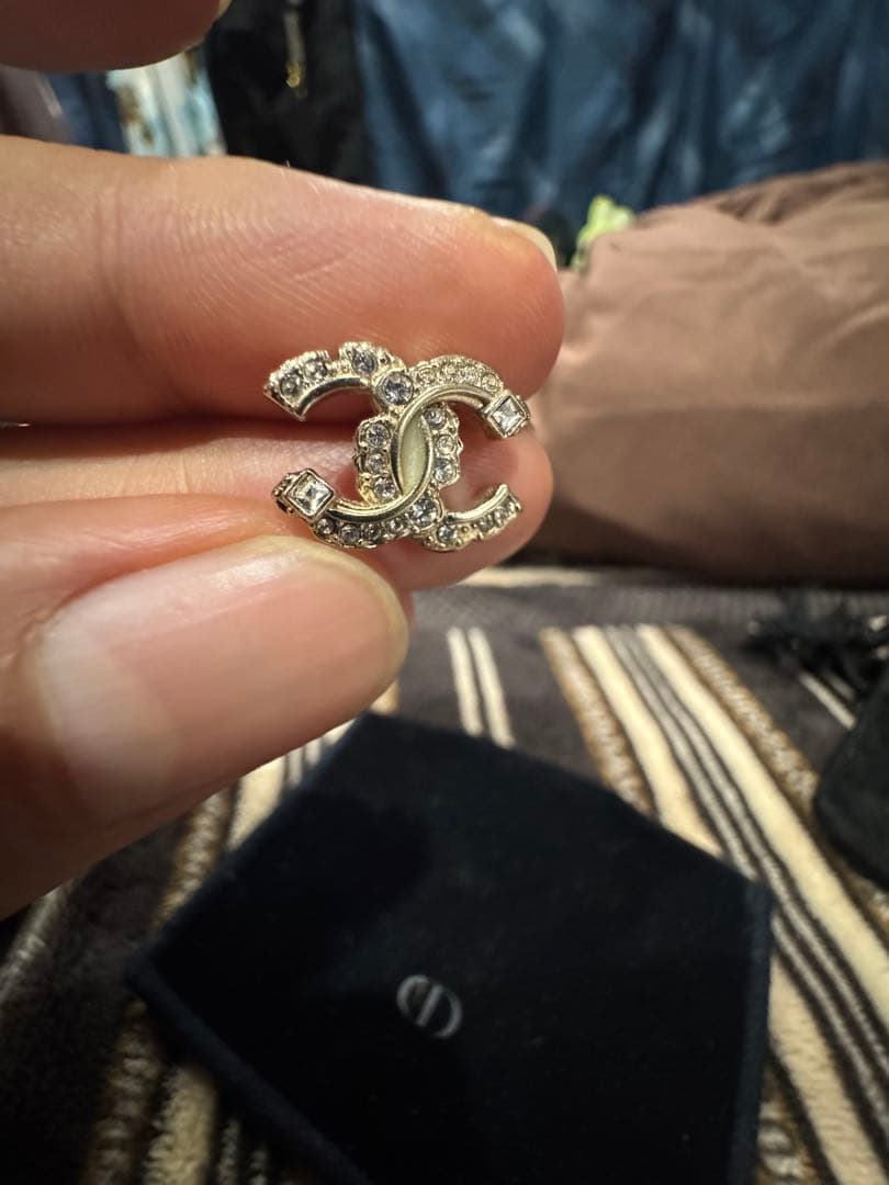 CHANEL ピアス 片耳 ココマーク ストーン ゴールドカラー(片耳用)