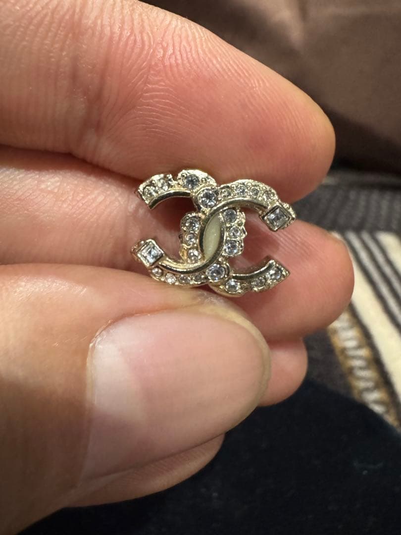 CHANEL ピアス 片耳 ココマーク ストーン ゴールドカラー(片耳用)