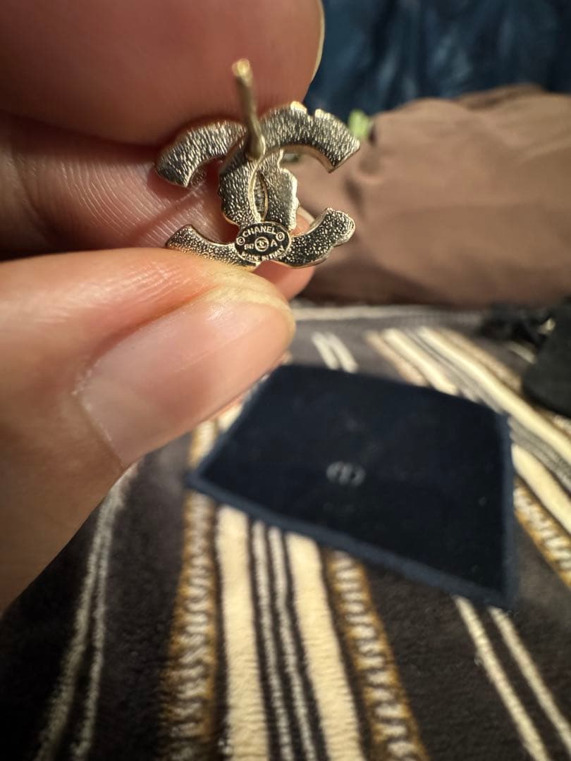 CHANEL ピアス 片耳 ココマーク ストーン ゴールドカラー(片耳用)