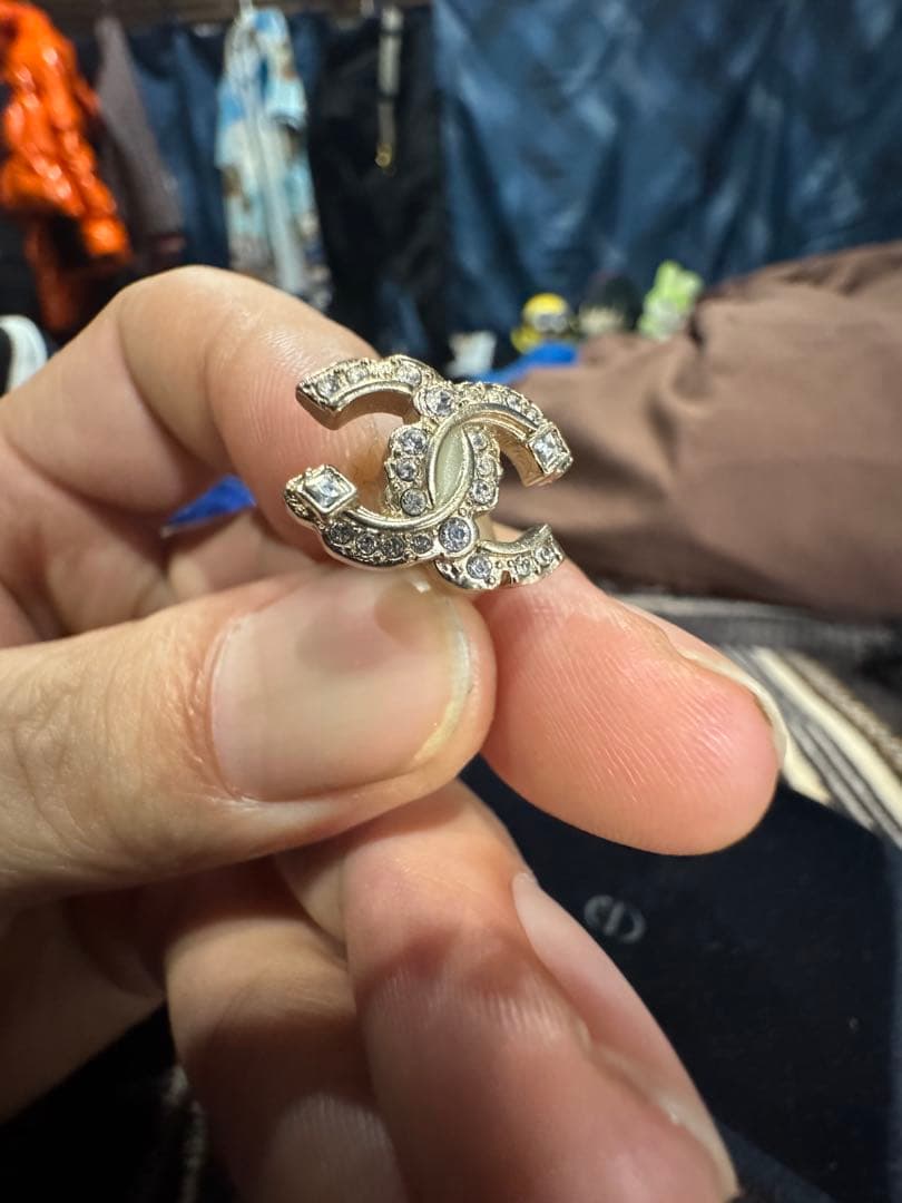 CHANEL ピアス 片耳 ココマーク ストーン ゴールドカラー(片耳用)