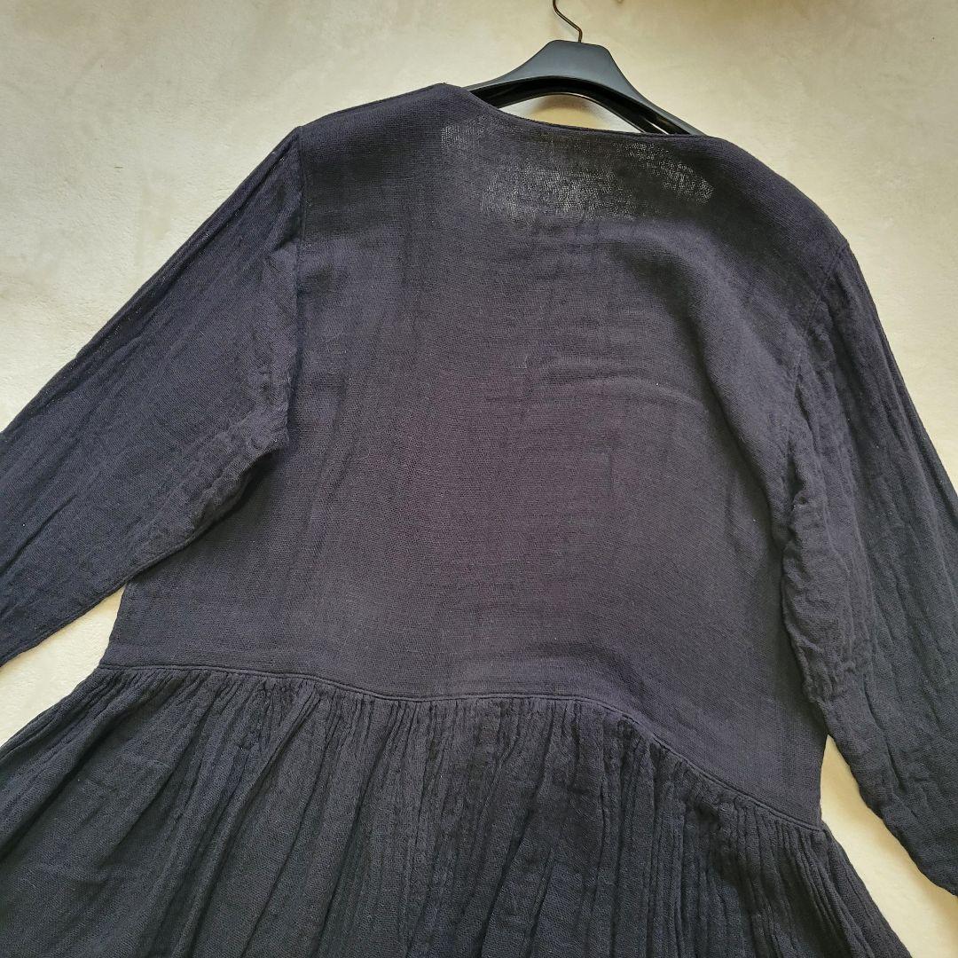 完売24SS✨ビアズリー　カヤギャザーワンピース　ガーゼ素材　マキシ丈　ゆったり