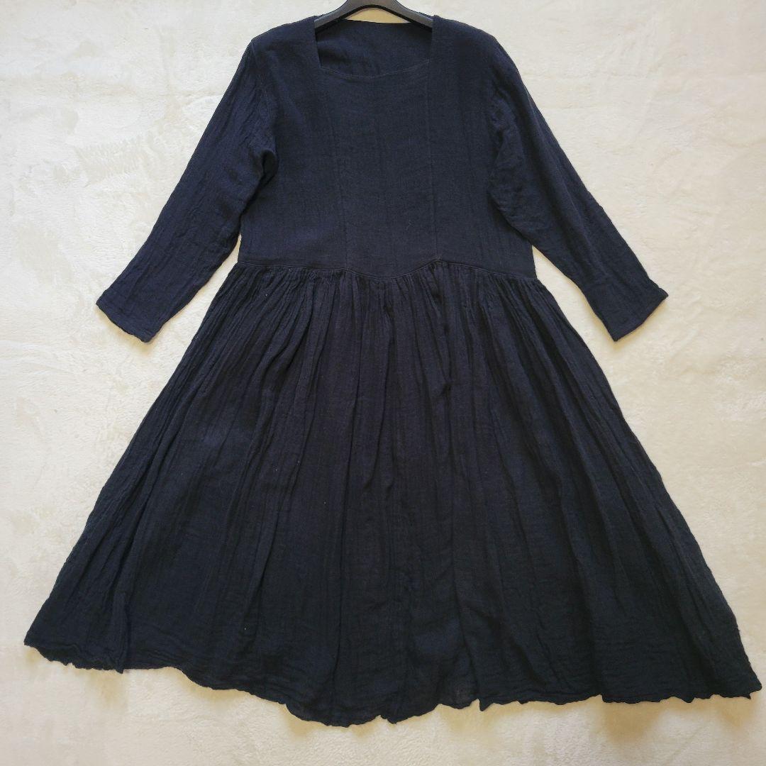 完売24SS✨ビアズリー　カヤギャザーワンピース　ガーゼ素材　マキシ丈　ゆったり