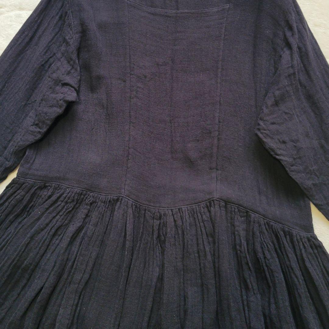 完売24SS✨ビアズリー　カヤギャザーワンピース　ガーゼ素材　マキシ丈　ゆったり