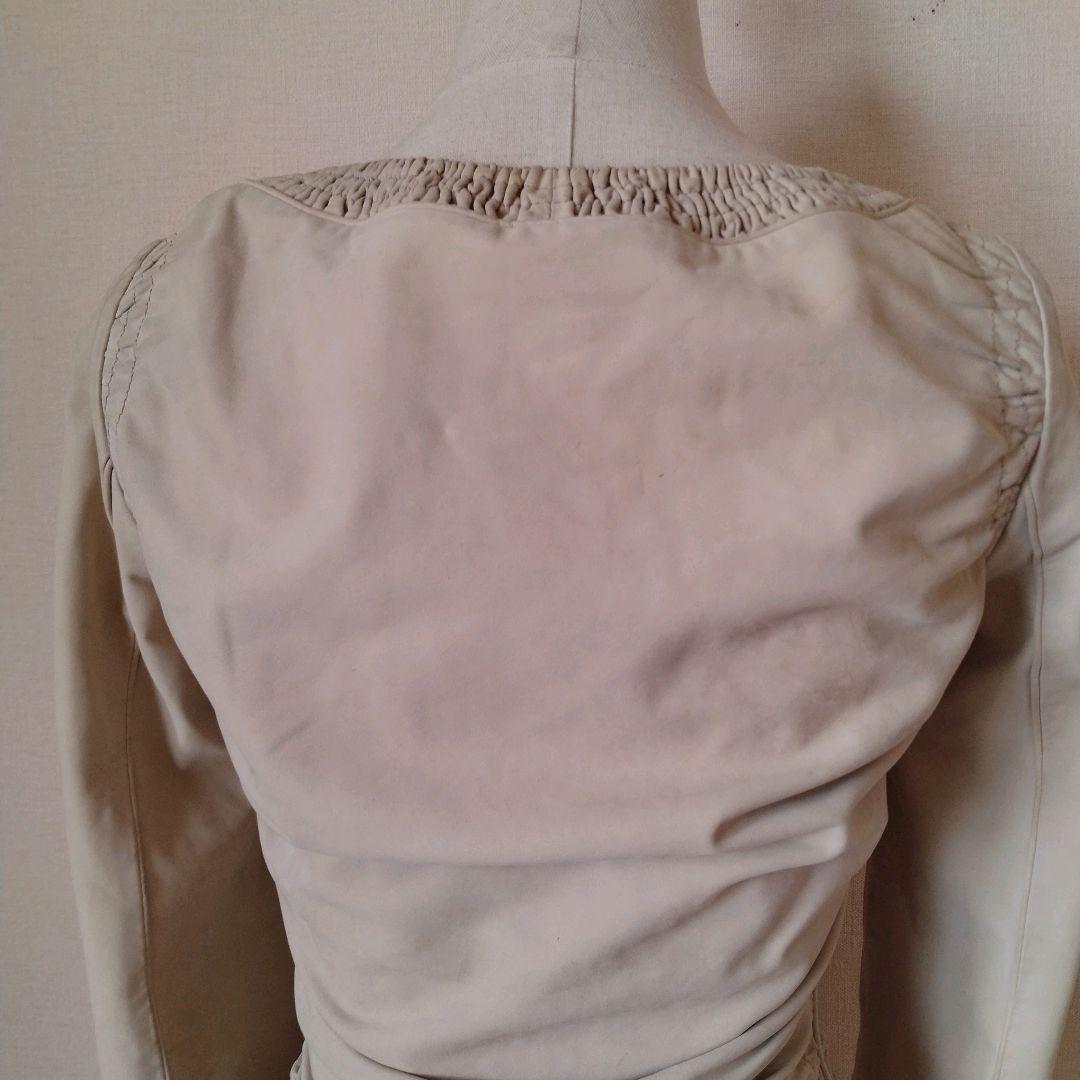 Gucci ベージュ レザー シングルライダースジャケット 40 ヴィンテージ