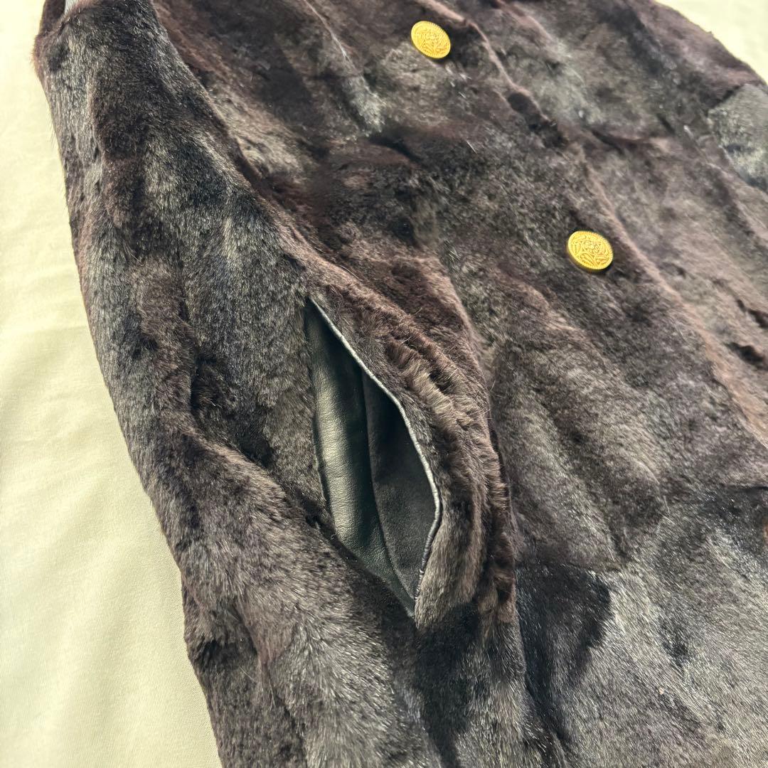 EMBA ロングファーベスト コリンスキー 黒 ゴールドボタン 毛皮