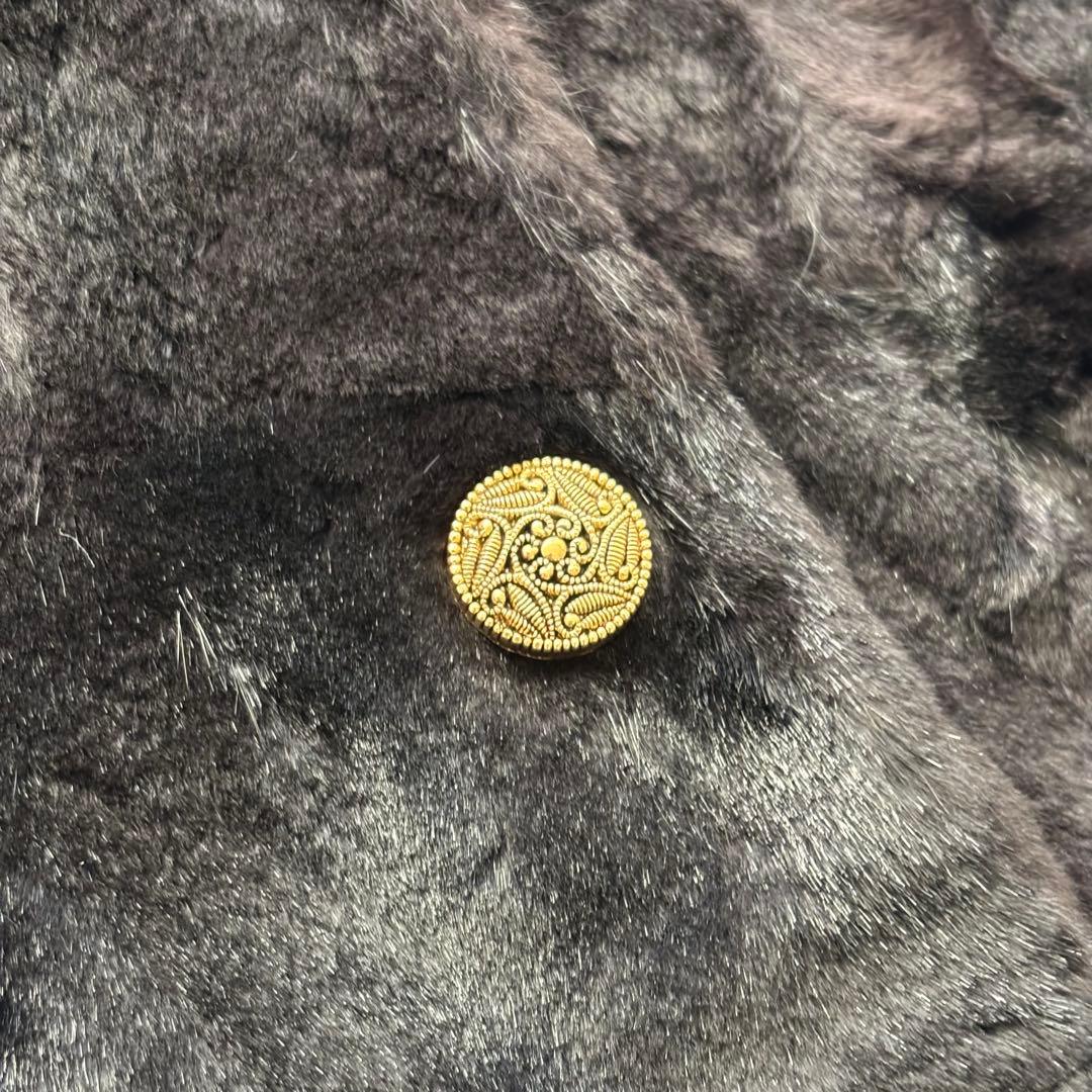 EMBA ロングファーベスト コリンスキー 黒 ゴールドボタン 毛皮