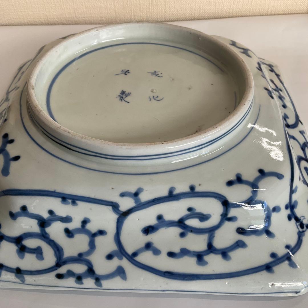 陶磁器　古伊万里　染付草花文八角皿　江戸時代中期〜後期頃　名品