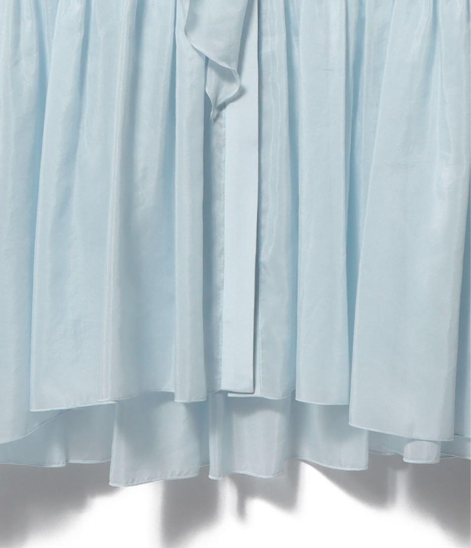 ESTNATION コットンシルク フリルチュニックブラウス ライトブルー