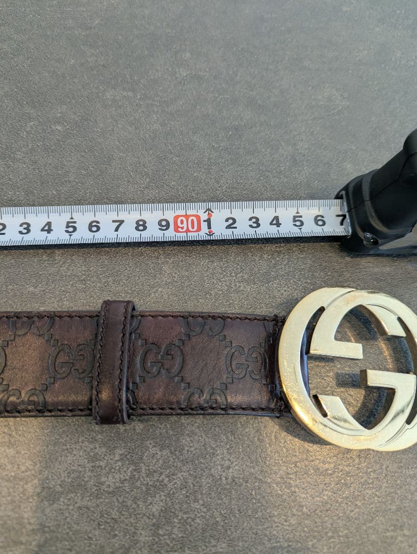 GUCCI ブラウン GGパターン ベルト 裏まで綺麗な革がポイント