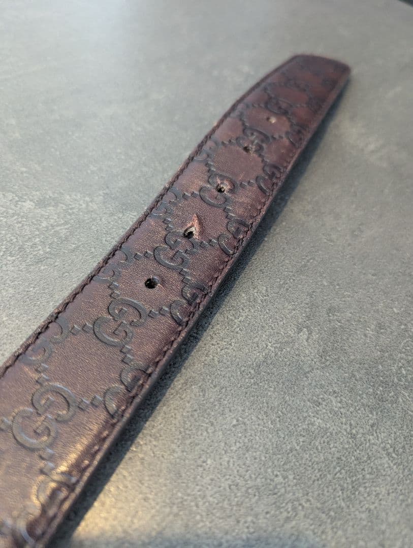 GUCCI ブラウン GGパターン ベルト 裏まで綺麗な革がポイント