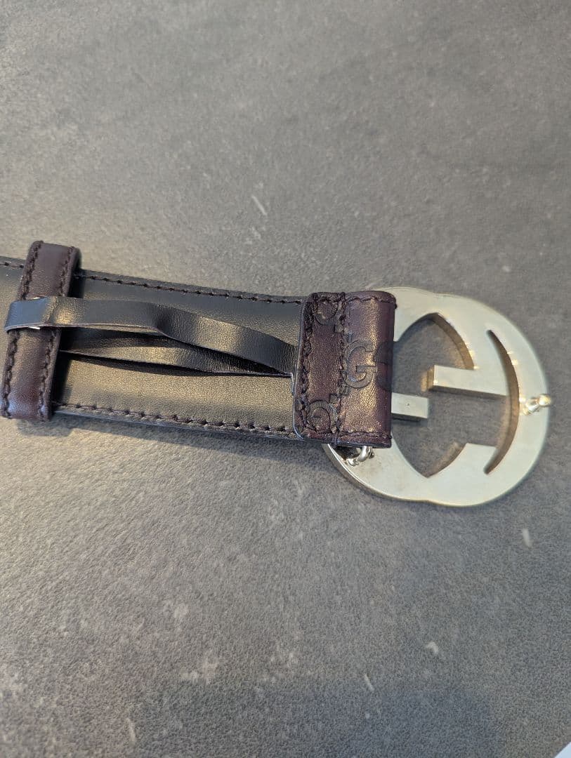 GUCCI ブラウン GGパターン ベルト 裏まで綺麗な革がポイント