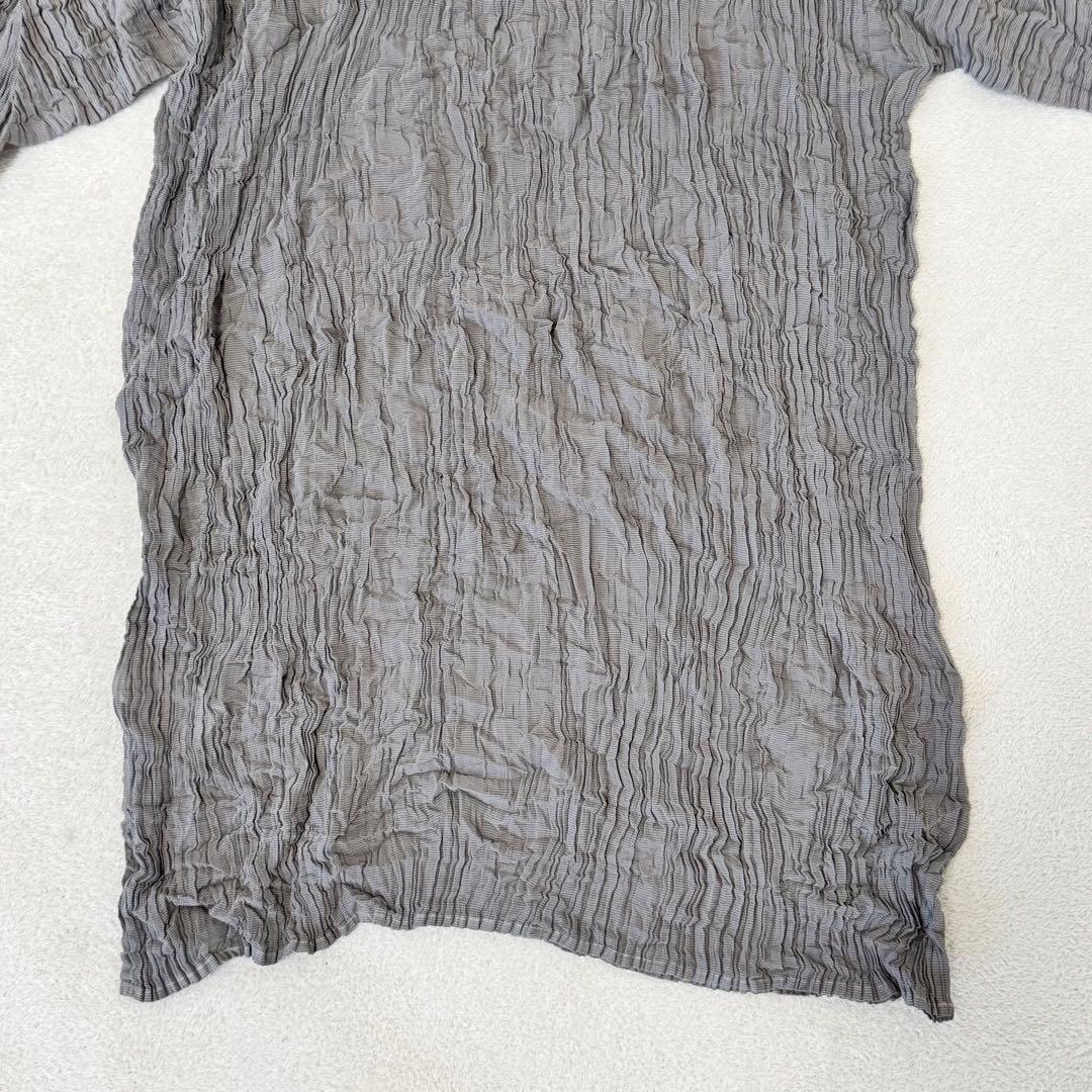 極美品✨ISSEY MIYAKE プリーツ　シルク　グレー　長袖　大きめサイズ